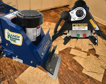 LIFTING VINYL FLOOR COVERINGS IS EASY WITH THE RAZORBACK EXTREME PUSH ALONG FLOOR STRIPPING MACHINE