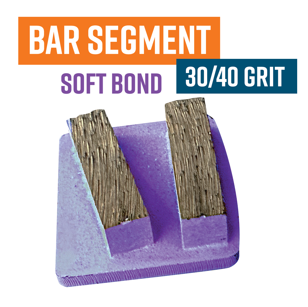 BAR Segment Purple 30/40 Grit Knock On Diamond Grinding Shoe to suit Schwamborn (Very Soft Bond)(Discontinued item, available while stock lasts - no returns accepted)