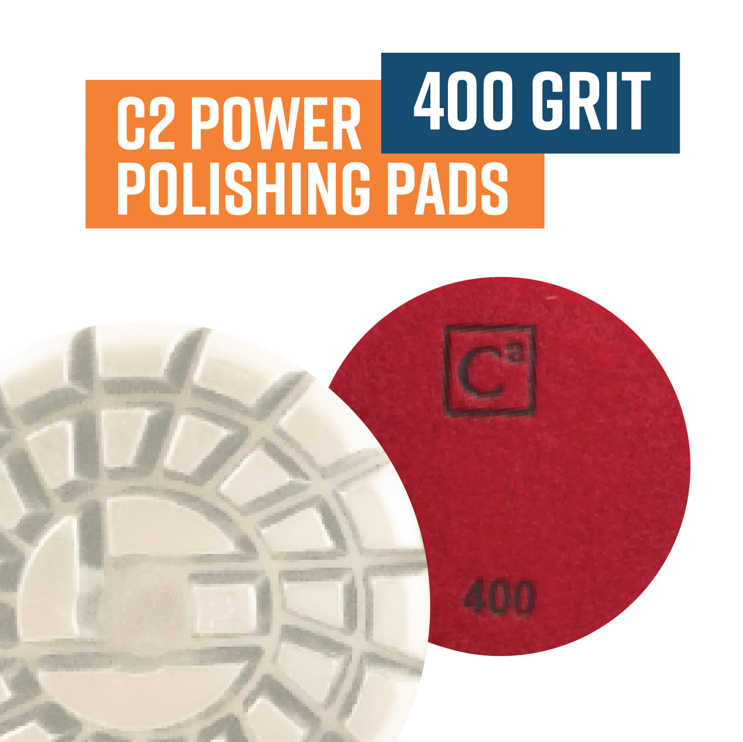 C2 Power Polish / Power Trowel Diamonds 400 Grit Resin Pad Red