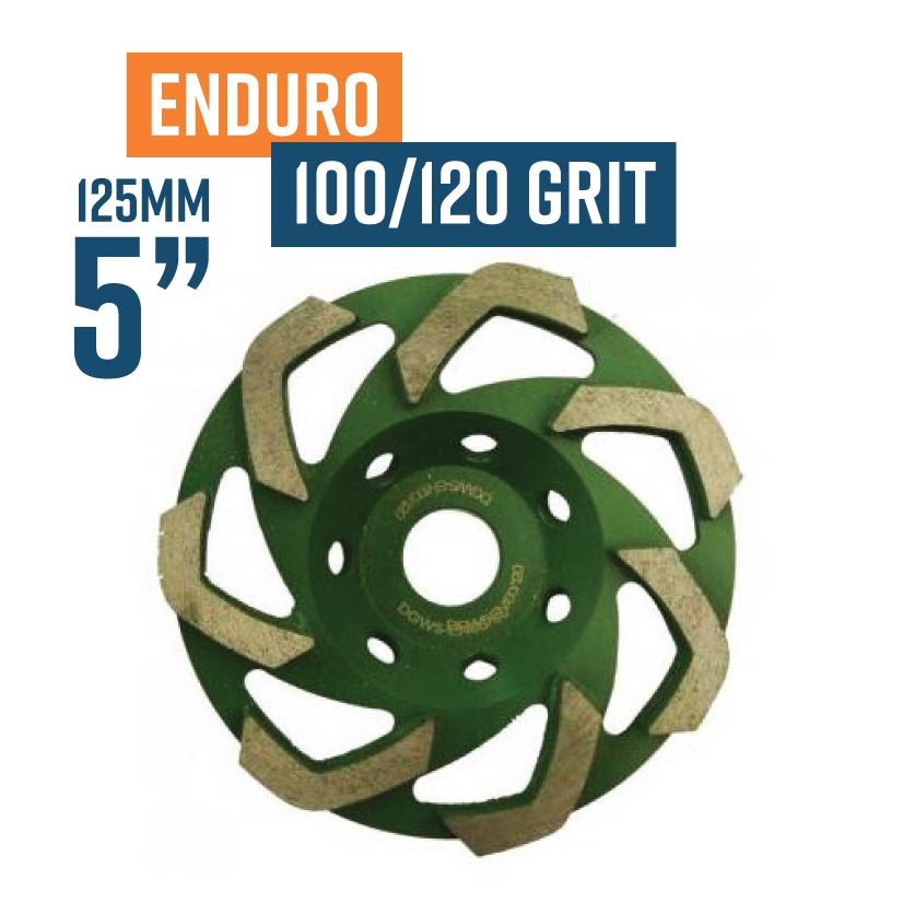 Enduro 125mm (5'') 100/120 Grit Soft Bond Diamond Grinding Wheel