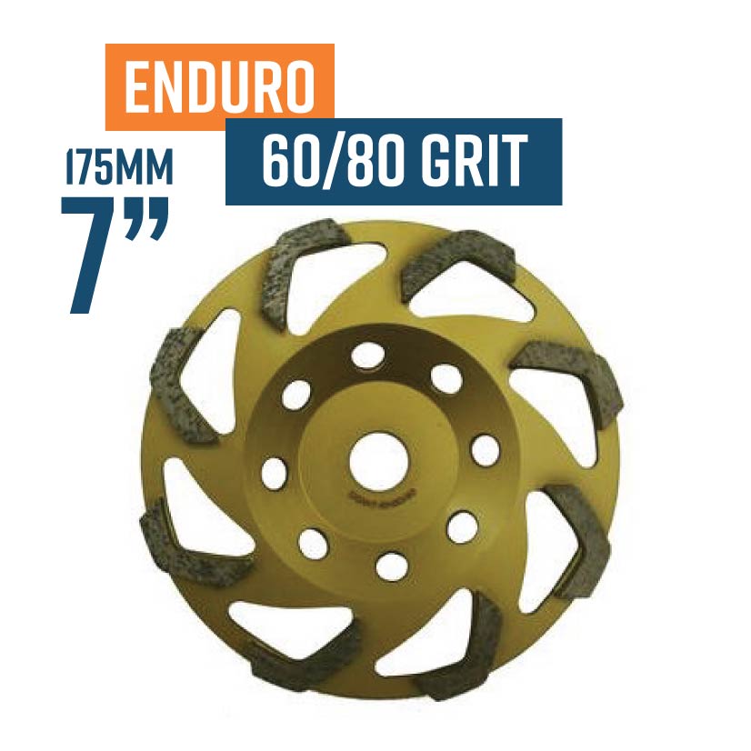 Enduro 175mm (7'') 60/80 Grit Soft Bond Diamond Grinding Wheel