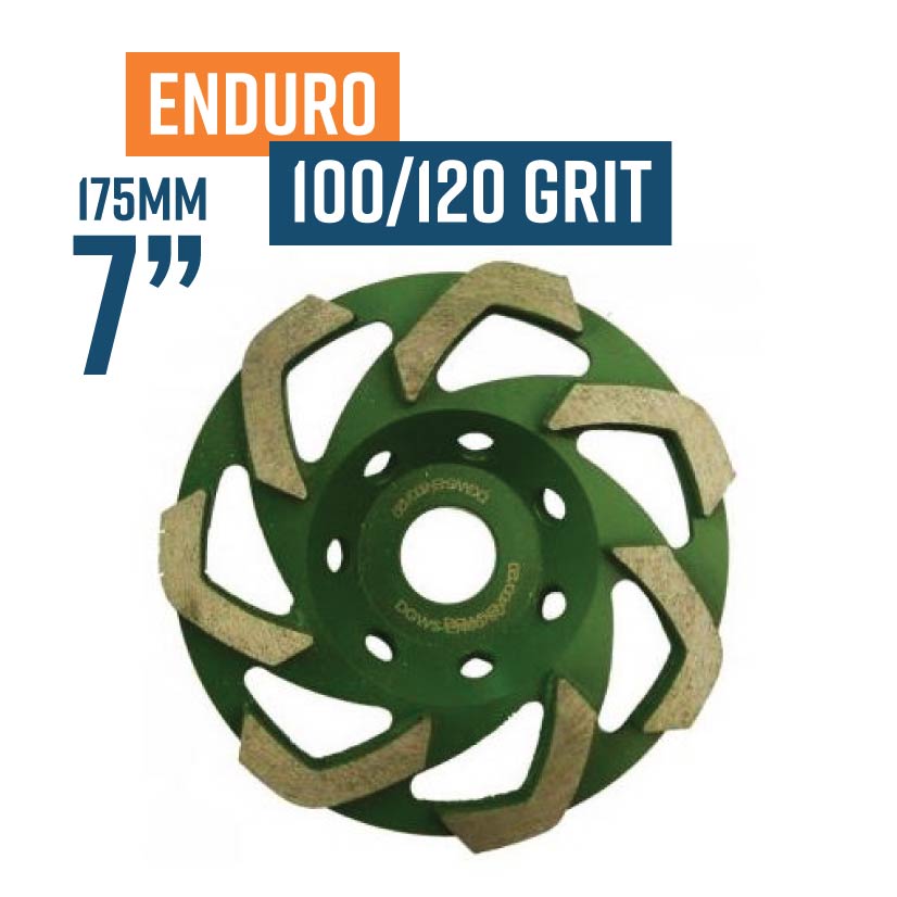 Enduro 175mm (7'') 100/120 Grit Soft Bond Diamond Grinding Wheel