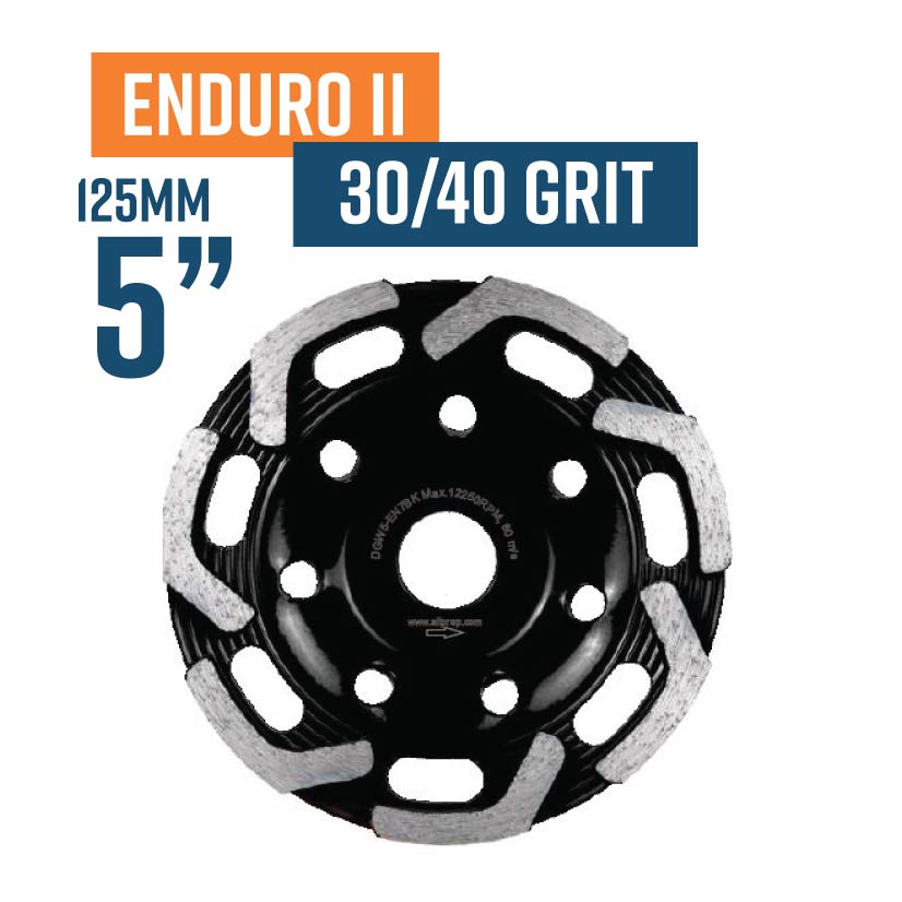 Enduro II 125mm (5") 30/40 Grit Hard Bond Diamond Grinding Wheel