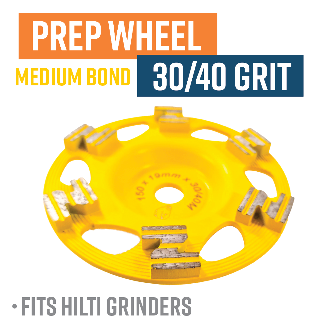 150mm (6") Hilti Diamond Cup Wheel 6 segment, 30/40 grit Yellow Prep Wheel Medium Bond (For Hilti DG/DGH150)