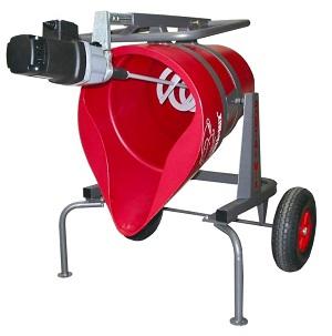 Exterior Portamix Mega Hippo Mixer 80L with 1800w Standard Motor and Flexible Folded Drum Liner, 6 bag capacity. Includes Exterior Wheel Kit, 1x full height paddle, 1x 1/2 height paddle, and BONUS Dust Cover Lid.