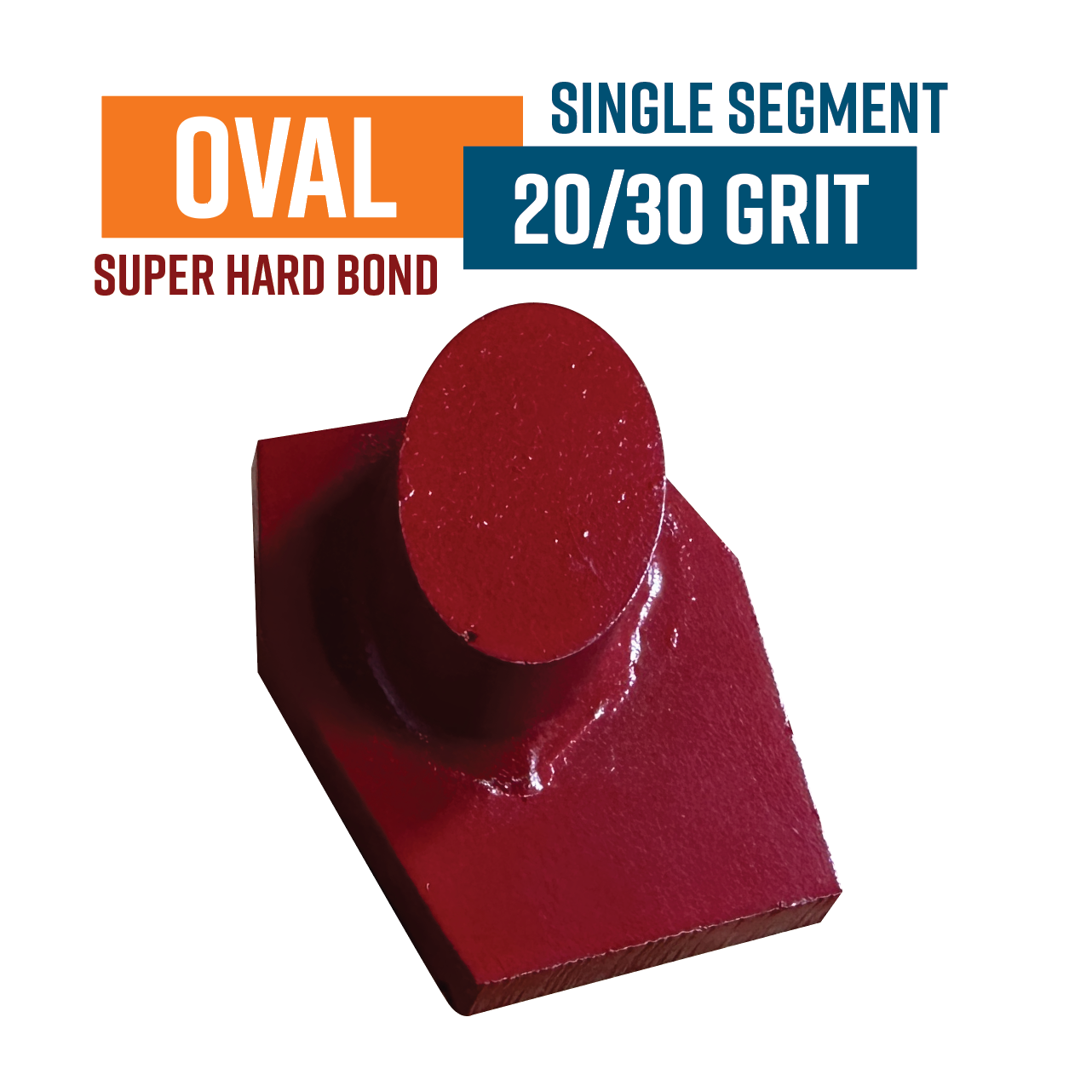 Oval Red 20/30 Grit Redi Lock Style Diamond Grinding Shoe (Super Hard Bond)(Discontinued item, available while stock lasts - no returns accepted)
