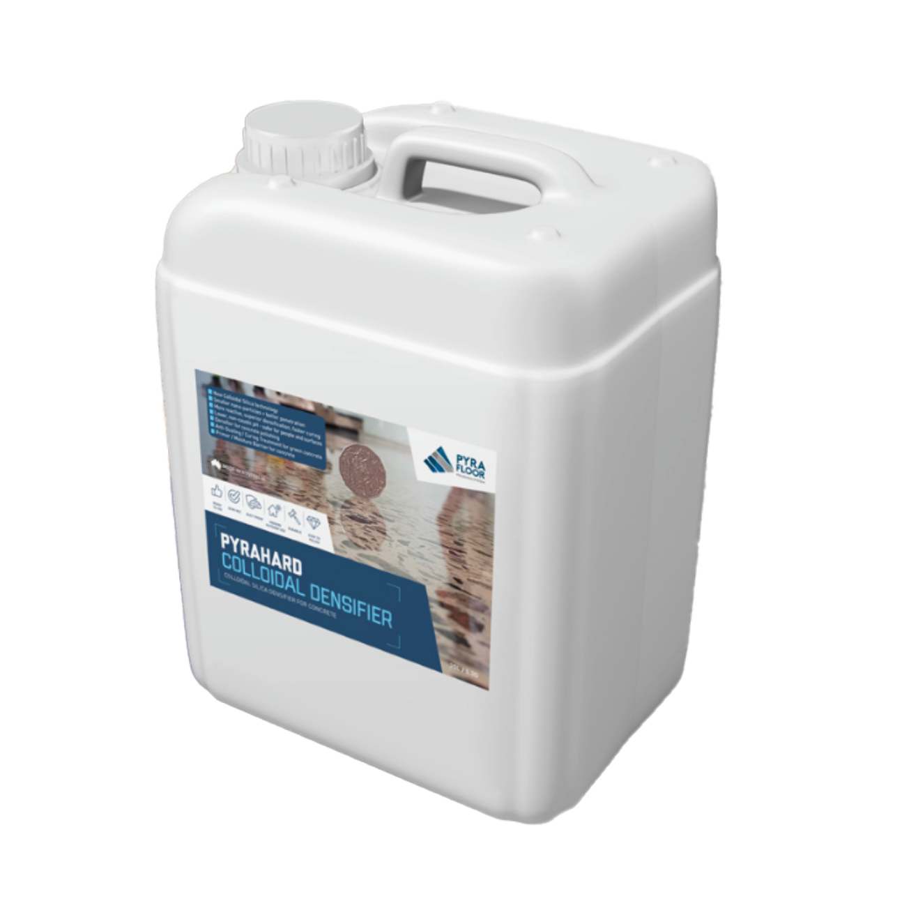 PyraHard COLLOIDAL Densifier 20L
Ideal for polished concrete. New technology with smaller particles that penetrate deeper, cure faster, and create a harder, shinier finish.