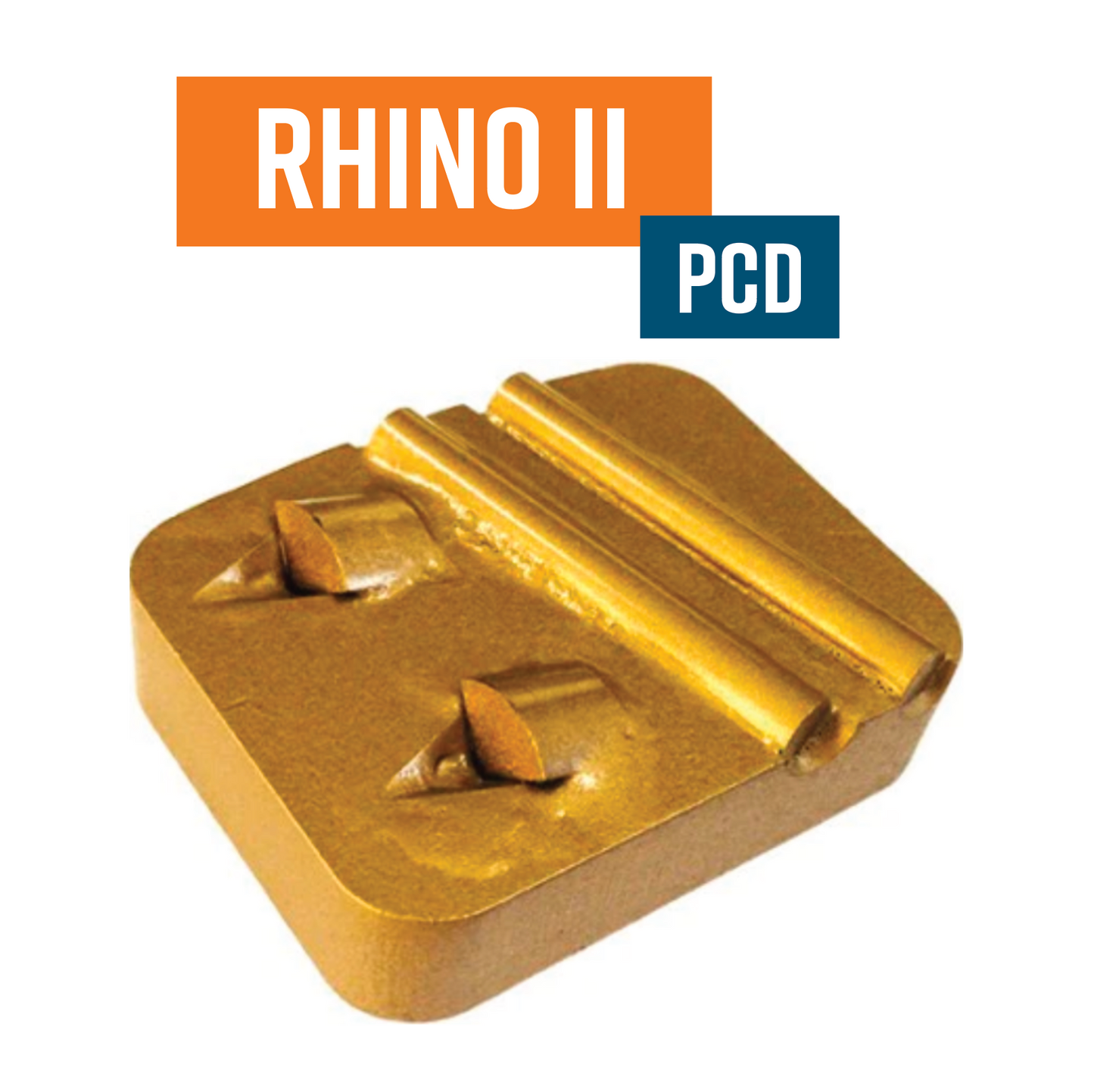 Rhino II PCD Gold, Redi Lock Style Diamond Grinding Shoe with SUPPORT Bar (Removing waterproofing, most coatings, epoxy, rubber base glue) (GOLD LEFT)