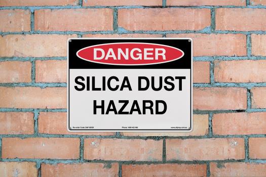 Danger Silica Dust Hazard Sign 600 x 450mm White Polypropylene