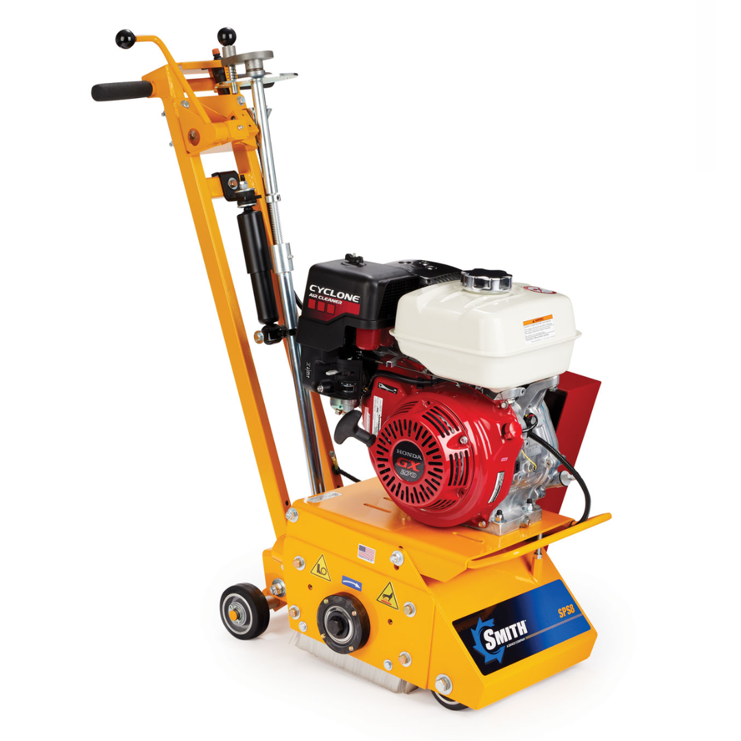 SMITH SPS8 Petrol Scarifier Supplied complete with drum and multi-use Surface Preparator tungsten assembly. Cutting width up to 8" wide, 9HP Honda Gasoline Engine