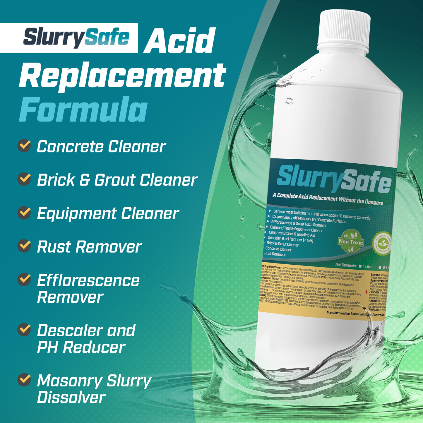 Slurry Safe AR 1 litre- Patented Synthetic Acid pH Control