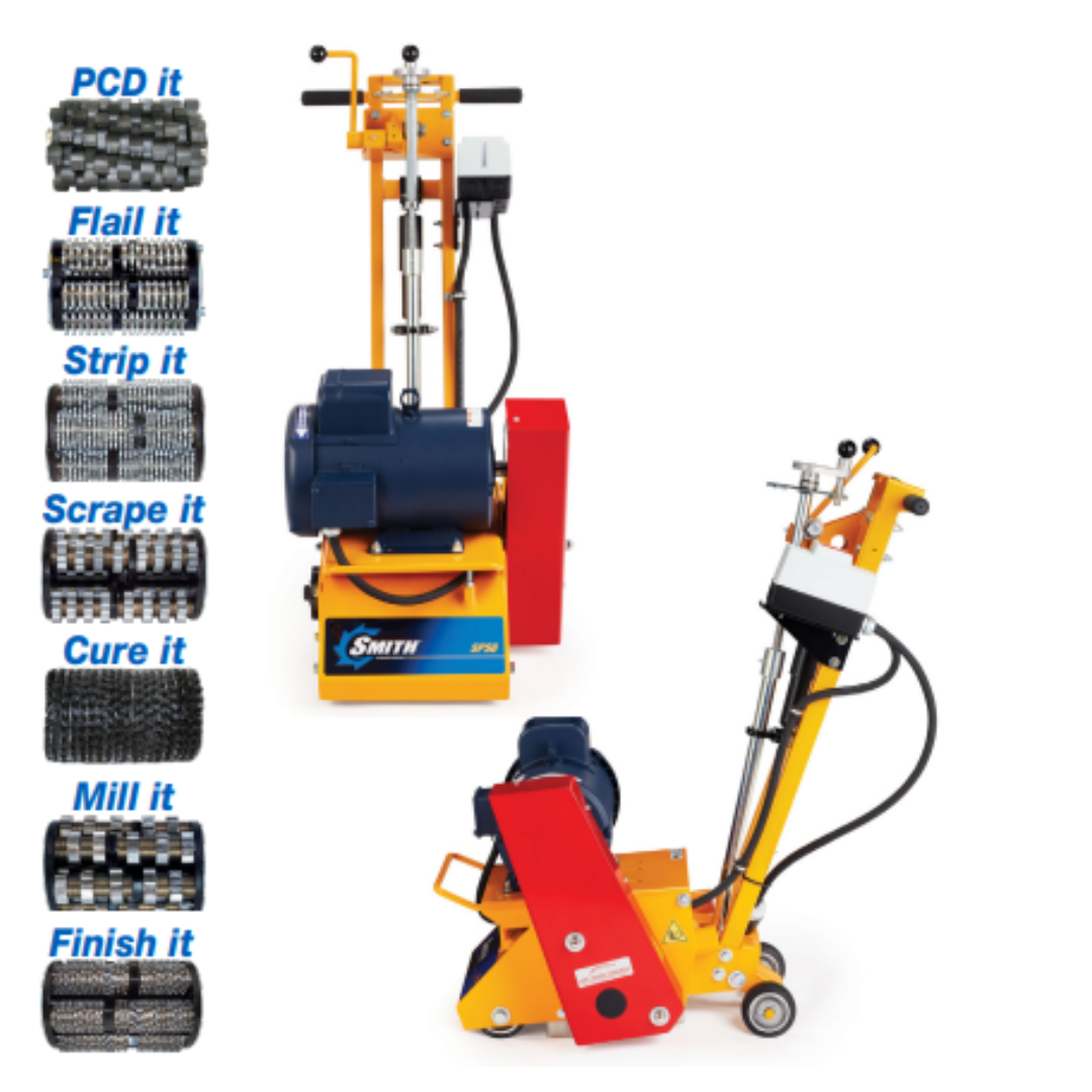 SMITH SPS8 Electric Scarifier supplied complete with drum and multi-use Surface Preparator tungsten assembly. Cutting width up to 8" wide