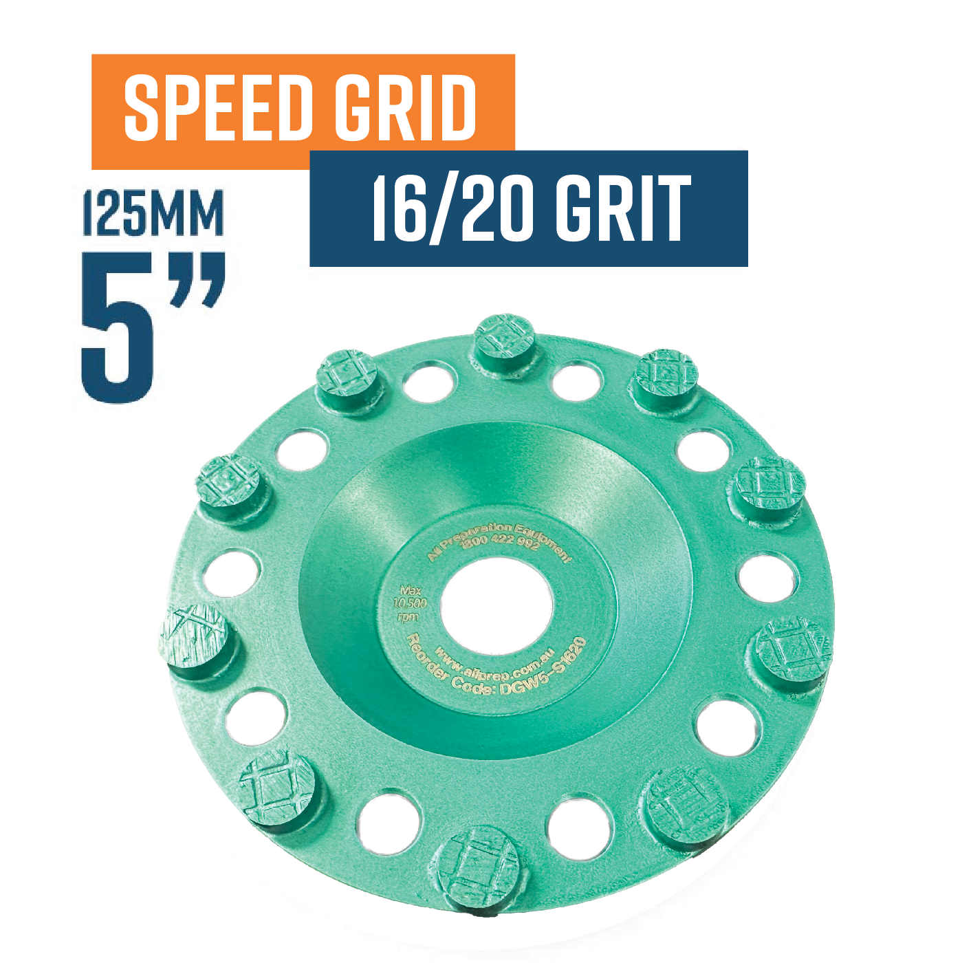 Speed Grid 125mm (5") (16/20 Grit Soft Bond) Diamond Grinding Cup Wheel for speedy and aggressive removal