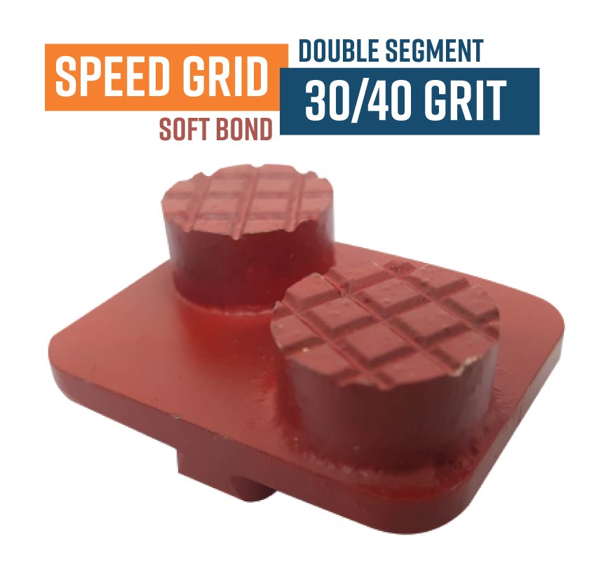 Speed Grid Red 30/40 Grit 2 Seg Knock On Diamond Grinding Shoe to suit Schwamborn