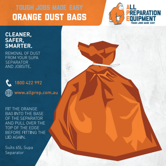 Tru Orange Dust Bags, Pack of 26, 820mm x 770mm x 140um - use with 65L Orange Supa Separator to ensure safer & easier handing of dust