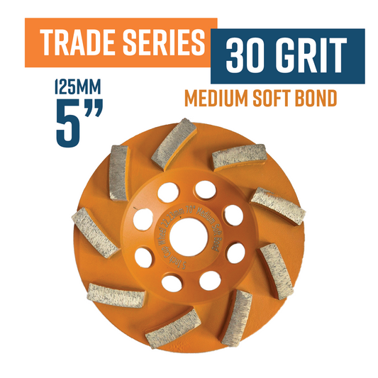 TRADE TURBO (5") 125mm 30 Grit Medium Soft Bond Cup Wheel