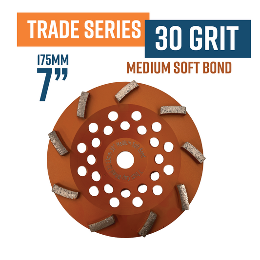 TRADE TURBO (7") 175mm 30 Grit Medium Soft Bond Cup Wheel