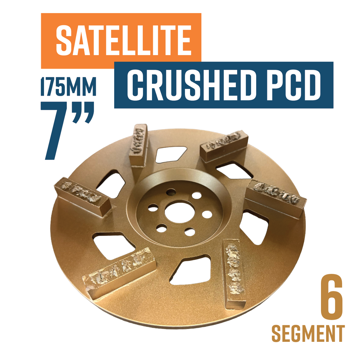 Satellite Flat Dish 175mm (7") Diamond Grinding Wheel, PCD Crushed 6 Seg