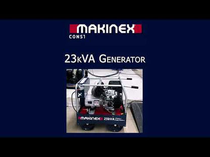Makinex 23kVa Petrol Generator, Key Start, Includes 2x 15amp Single phase and 2x 32amp 3-phase sockets both with RCBO protection