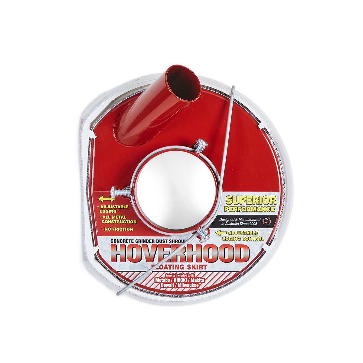 Snub Nose 175mm (7") Dust Shroud with Velcro Skirt suits 7" and 9" Angle Grinders