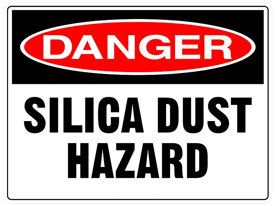Danger Silica Dust Hazard Sign 600 x 450mm White Polypropylene