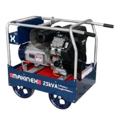 Makinex 23kVa Petrol Generator, Key Start, Includes 2x 15amp Single phase and 2x 32amp 3-phase sockets both with RCBO protection