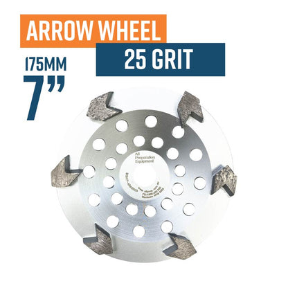 Arrow 175mm (7'') Diamond grinding wheel, 25 Grit, Medium bond, 6 segment