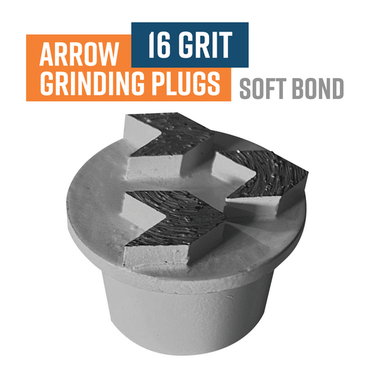 Morse Tapered Diamond Grinding Plug Arrow Segment, 16 Grit, SOFT bond, 3 HIGH segments