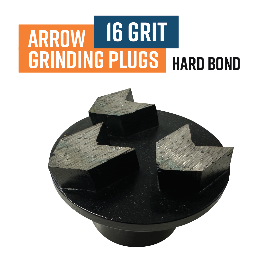 3 Segment Arrow, 16 Grit, HARD bond Morse Tapered Diamond Grinding Plug