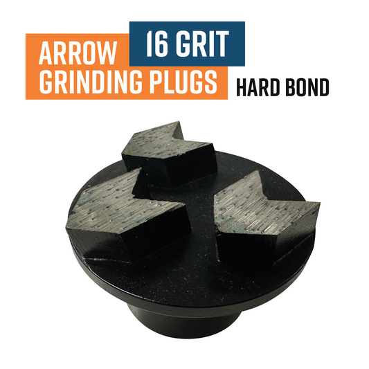 Morse Tapered Diamond Grinding Plug Arrow Segment, 16 Grit, HARD bond, 3 HIGH segments