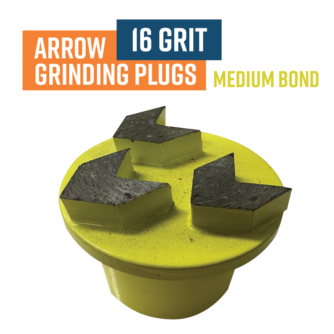 3 Segment Arrow, 16 Grit, MEDIUM bond Morse Tapered Diamond Grinding Plug