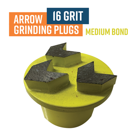 Morse Tapered Diamond Grinding Plug Arrow Segment, 16 Grit, MEDIUM bond, 3 HIGH segments