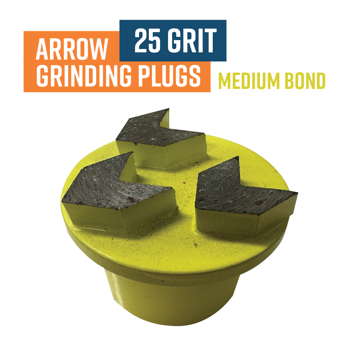 3 Segment Arrow, 25 Grit, MEDIUM bond Morse Tapered Diamond Grinding Plug