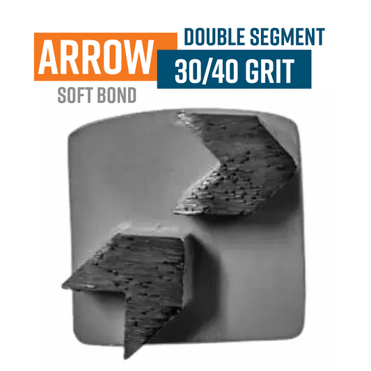 Arrow Double Orange 30/40 Grit Redi Lock Style Diamond Grinding Shoe (Soft Bond)