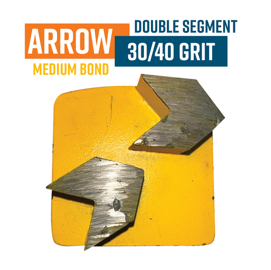 Arrow Double Yellow 30/40 Grit Redi Lock Style Diamond Grinding Shoe (Medium Bond)