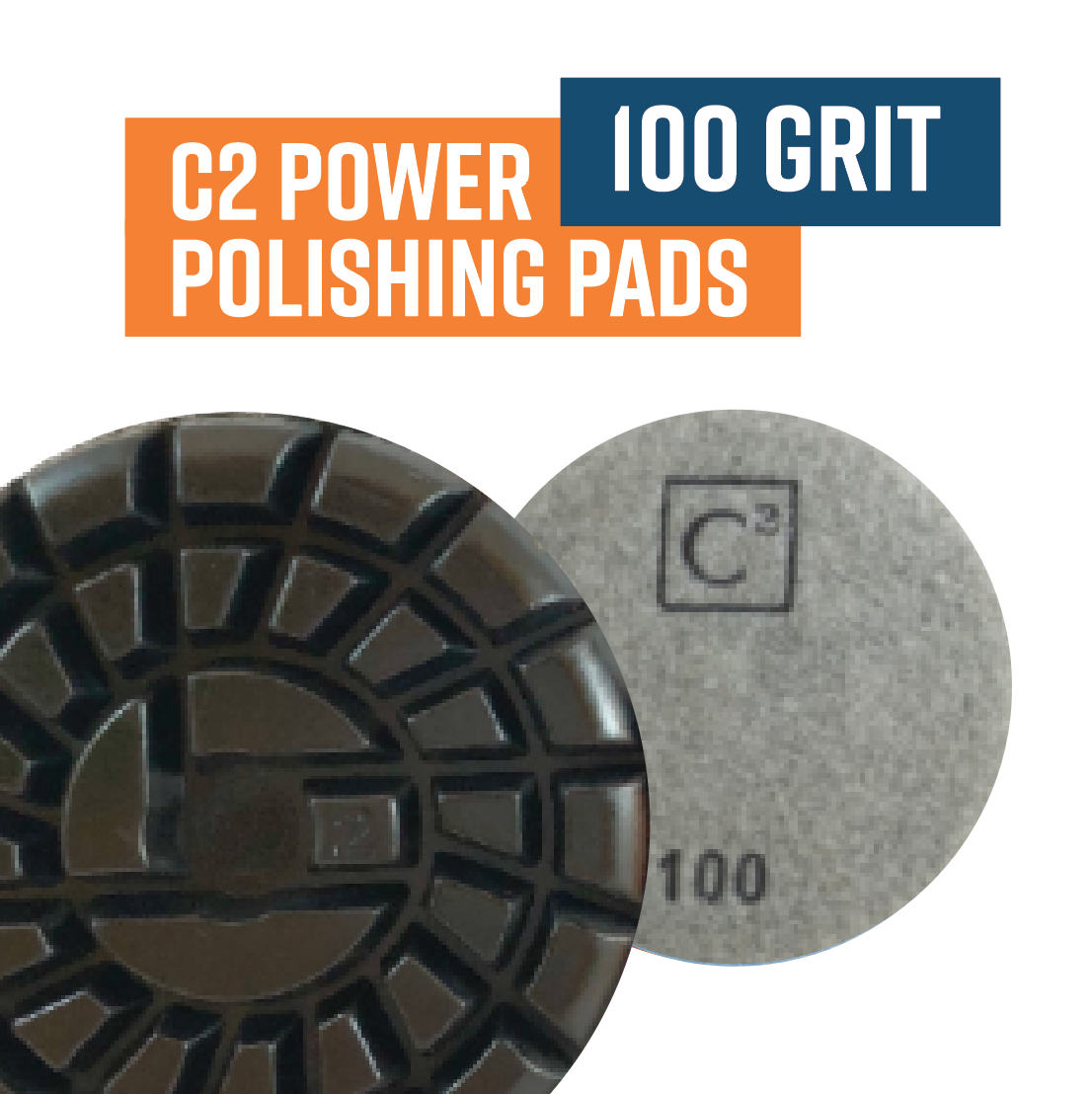 C2 Power Polish / Power Trowel Diamonds 100 Grit Resin Pad Grey