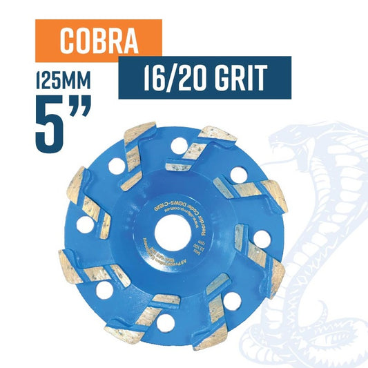 Cobra 125mm (5'') (16/20 Grit Soft Bond) Diamond Grinding Wheel