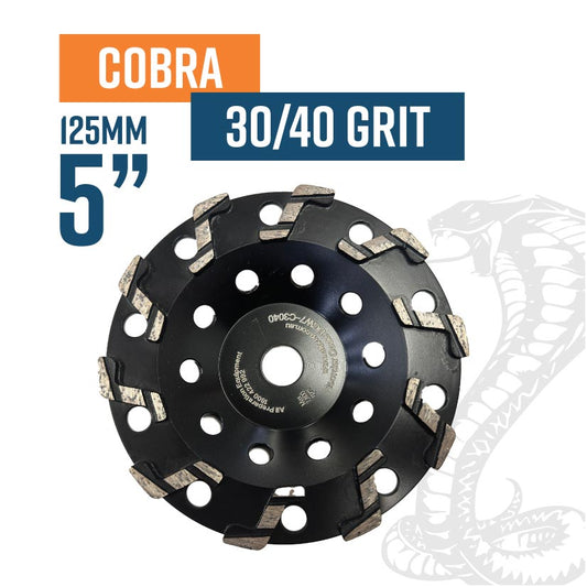Cobra 125mm (5'') (30/40 Grit Soft Bond) Diamond Grinding Wheel