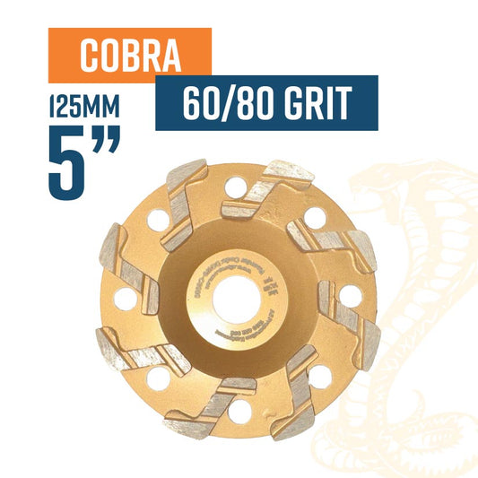 Cobra 125mm (5'') (60/80 Grit Soft Bond) Diamond Grinding Wheel