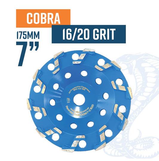Cobra 175mm (7'') (16/20 Grit Soft Bond) Diamond Grinding Wheel