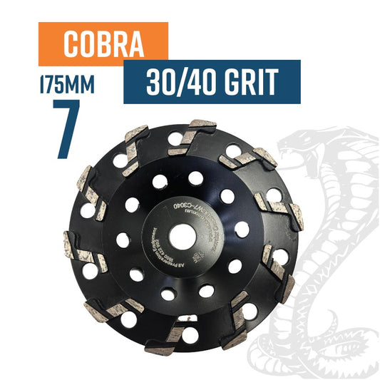 Cobra 175mm (7'') (30/40 Grit Soft Bond) Diamond Grinding Wheel