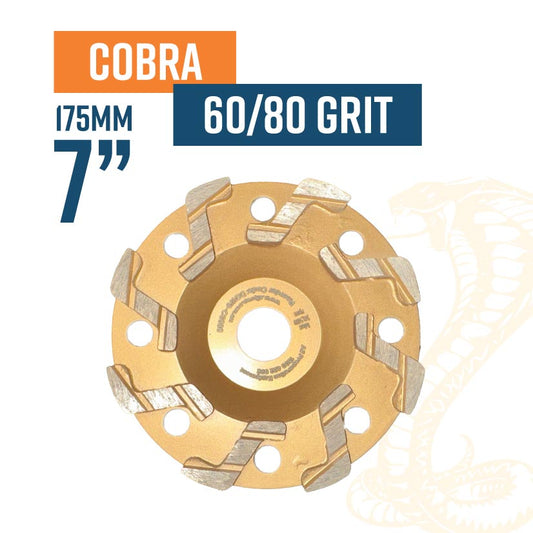 Cobra 175mm (7'') (60/80 Grit Soft Bond) Diamond Grinding Wheel