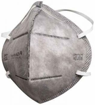 3M 9542A Flat Fold Particulate Respirator 9542A, P2, with Nuisance Level* Organic Vapour Relief, Box of 25.