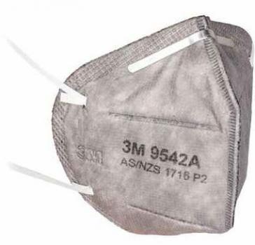 3M 9542A Flat Fold Particulate Respirator 9542A, P2, with Nuisance Level* Organic Vapour Relief, Box of 25.