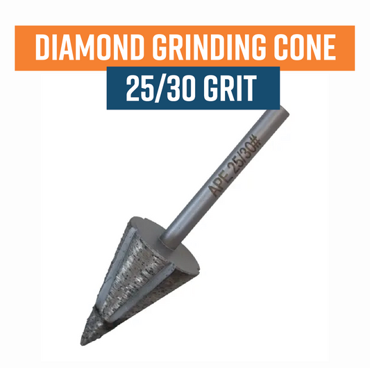 Corner Grinding Cone 25/30 Grit. Fits 7.8mm drill attachment.