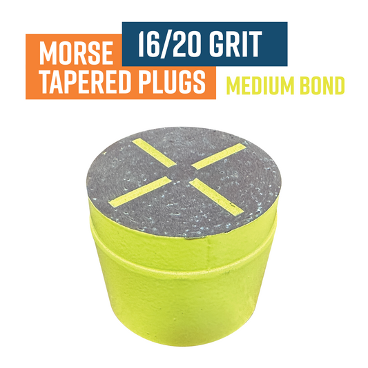 Morse Tapered 50mm Diamond grinding plug, 16/20 Grit, Medium Bond, Yellow
