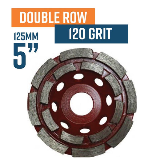 Double Row 125mm (5') (120 Grit Medium Bond) Diamond Grinding Cup Wheel