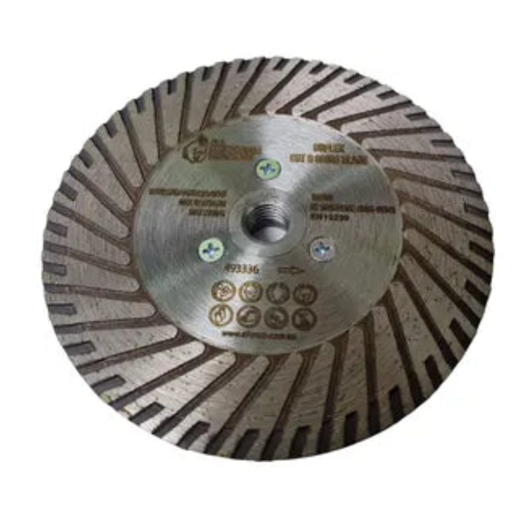 125mm (5") Duplex Cutting and Grinding 30/40 grit Flush Cut Blade with M14 thread for easy connection. 2.8mm thick with 22.23mm bore