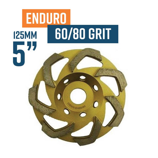 Enduro 125mm (5'') 60/80 Grit Soft Bond  Diamond Grinding Wheel