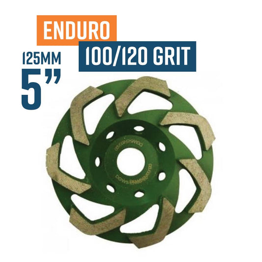 Enduro 125mm (5'') 100/120 Grit Soft Bond  Diamond Grinding Wheel
